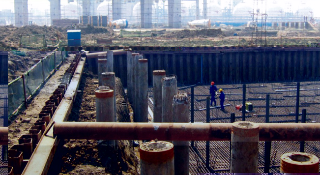 鋼闆樁應用于天津遼渤石化工程